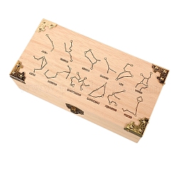 Boîtes de rangement rectangulaires en bois, pour le stockage d'articles de sorcellerie, burlywood, constellation, 20x10x6 cm