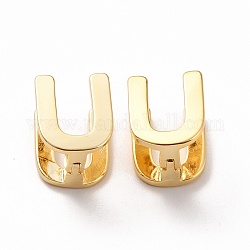 Orecchini a cerchio iniziali per le donne, orecchini in ottone con lettera d'oro, letter.u, 12.5x10x9.5mm, ago :0.8mm