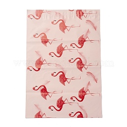 PE selbstklebende Verpackungsbeutel aus Kunststoff, neblige Rose, Rechteck, Flamingo-Muster, 37.5~37.7x25.4~25.5x0.01 cm