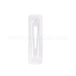 Iron Snap Hair Clips Findings, DIY Hair Accessories Making, with Enamel, Rectangle, White, 70mm