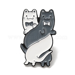Alfileres de esmalte con tema de gato, broches de aleación negra de electroforesis, blanco, 23.5x13.5x1.5mm