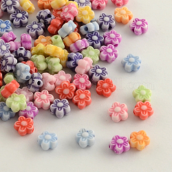 Perles en acrylique de style artisanal, fleur, couleur mixte, 7x4mm, Trou: 1.5mm, environ 6000 pcs/500 g