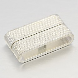 Cuboid Alloy Magnetic Clasps, Silver, 14x28x7mm, Hole: 25x4mm