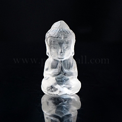 Decoraciones de exhibición de escultura de cristal de cuarzo natural, para el escritorio de la oficina en casa, Buda, 14x26mm