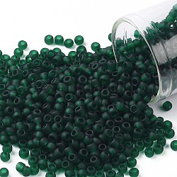 Toho perline rotonde, perline giapponesi, (939f) smeraldo verde ghiaccio trasparente, 8/0, 3mm, Foro: 1 mm, su 222pcs / bottiglia, 10 g / bottiglia
