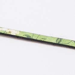 Flower Printing Leather Cords, Light Green, 5x3mm, 1yard/strand