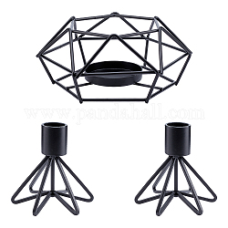 Железный подсвечник superfindings, идеальное украшение для домашней вечеринки, столбец и многоугольник, электрофорез черный, 3 шт / комплект