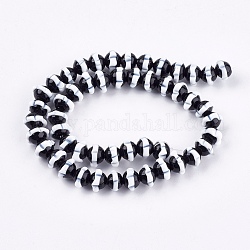 Fatti a mano perle di vetro irregolari fili, fiore, nero, 10x7~8mm, Foro: 1 mm,circa50pcs/filo, 15.1 pollice