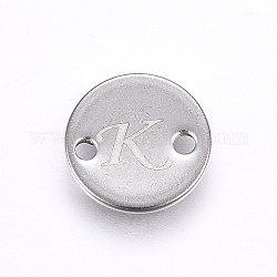 Conectores de enlaces de acero inoxidable 201, plano y redondo, letter.k, color acero inoxidable, 8x1mm, agujero: 1.5 mm