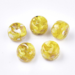 Resin Beads, with Shell, Rondelle, Yellow, 13x9mm, Hole: 2mm