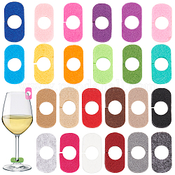Benecreat 24 pz 24 colori feltro ciondoli in vetro di vino, rettangolo ovale, colore misto, 35x15mm, Foro: 10 mm, 1pc / color