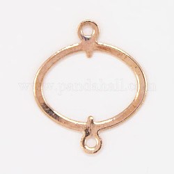 Oval Linking Rings Brass Filigree Joiners, Rose Gold, 15x13x0.3mm, Hole: 1mm
