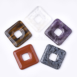 Ciondoli gemstone naturale, quadrato, 34~35x34~35x4.5~5.5mm, Foro: 11x11 mm