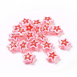 Placage uv perles acryliques irisées arc-en-ciel, avec l'émail, étoiles du nord, rose, 19x20x9mm, Trou: 2mm