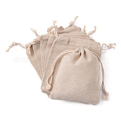 Bolsas de embalaje de algodón bolsas de lazo, bolsitas de regalo, bolsa de muselina bolsa de té reutilizable, trigo, 14x11 cm