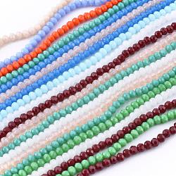 Fili di perle di vetro rondelle sfaccettate, colore misto, 4x3mm, Foro: 1 mm, circa 127~135pcs/filo, 17.8 pollice