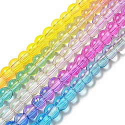 Dyed & Heated Synthetic Quartz Beads Strands, Gradient Color Round Beads, Mixed Color, 6mm, Hole: 1.8mm, about 76pcs/strand, 15.75''(40cm)
