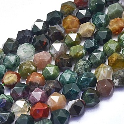 Chapelets de perles en agate indienne naturelle, facette, ronde, 8~8.5x7.5mm, Trou: 1mm, Environ 44 pcs/chapelet, 15.16 pouce (38.5 cm)