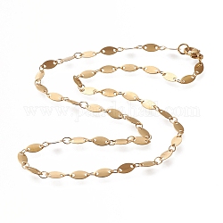 304 Stainless Steel Link Chain Necklaces, with Lobster Claw Clasps, Horse Eye, Golden, 16.53 inch~16.73 inch(42~42.5cm)