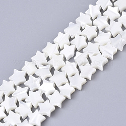Natural Trochid Shell/Trochus Shell Bead Strands, Star, 8x8x2mm, Hole: 0.8mm, about 59pcs/strand, 15.75 inch(40cm)