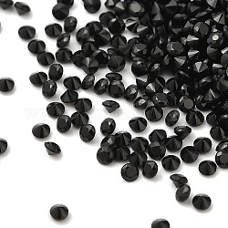 Cabochons zirconi, sfaccettato diamante, nero, 1.5x1mm