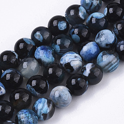 Naturelles feu crépitent agate perles brins, teinte, ronde, lumière bleu ciel, 6~7mm, Trou: 1mm, Environ 63 pcs/chapelet, 14.96 pouce ~ 15.12 pouces (38 cm ~ 38.4 cm)