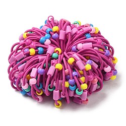 Красочные нейлоновые эластичные резинки для волос для девочек и детей, с пластиковой бисера, светло-вишневый, 2 мм, внутренний диаметр: 32 мм