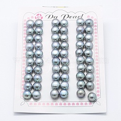 Perlas naturales abalorios de agua dulce cultivadas, grado 3 un, medio-perforado, rerondana plana, teñido, gris claro, 8.5x7mm, agujero: 0.8 mm, aproximamente 60 pcs / cartón