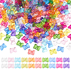 Nbeads 200Pcs 10 Colors Transparent Acrylic Pendants, Bowknot, Mixed Color, 13.5x18x5.5mm, Hole: 2.5mm, 20pcs/color
