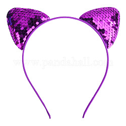 Katzenohren mit umkehrbaren Pailletten-Stoffbändern, Haar-Accessoires für Mädchen, lila, 150x188x9 mm