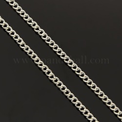 Iron Twisted Chains Curb Chains, Soldered, Silver, 3x2mm