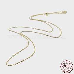 925 стерлингового серебра цепи коробки ожерелья, с застежками пружинного кольца, с 925 маркой, золотые, 18 дюйм (45 см), отверстие : 2 мм, штифты : 0.6 мм