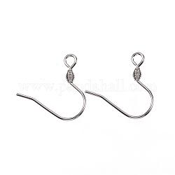 304 Stainless Steel Earring Hooks, Ear Wire, with Horizontal Loop, Stainless Steel Color, 17x17.5x2.5mm, Hole: 2mm, 21 Gauge, Pin: 0.7mm