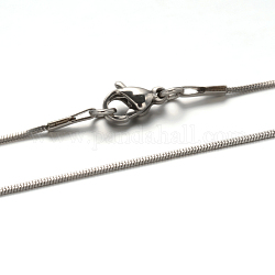 304 из нержавеющей стали цепи змея ожерелья, с карабин-лобстерами , цвет нержавеющей стали, 21.4 дюйм (54.5 см), 0.8 мм