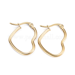 201 Stainless Steel Hoop Earrings, with 304 Stainless Steel Pins, Heart, Golden, 27x22x2mm, 12 Gauge, Pin: 1x0.7mm