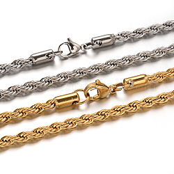 Collares de cadena de cuerda de 304 acero inoxidable, con cierre de langosta, color mezclado, 23.6 pulgada (60 cm), 4mm