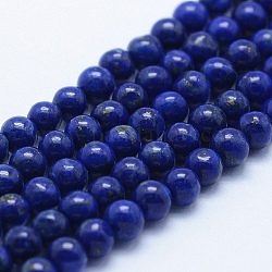 Abalorios de lapislázuli naturales hebras, Grado A, redondo, 4mm, agujero: 1 mm, aproximamente 94 pcs / cadena, 15.5 pulgada (39.5 cm)