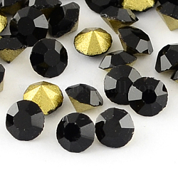 A級ガラス尖底シャトンラインストーン  バックメッキ  ダイヤモンド  ジェット  3.4~3.5mm  約144個/グロス