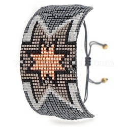 Braccialetto di perline intrecciate con semi di vetro miyuki, braccialetto dell'amicizia stella scintilla per le donne, argento, 11 pollice (28 cm)