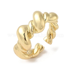 Латунные открытые кольца манжеты, витое кольцо для женщин, реальный 18k позолоченный, размер США 6 1/4 (16.7 мм), 5~10 мм