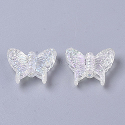 Transparente Acryl Perlen, ab Farbenüberzug, Schmetterling, Blumenweiß, 12.5x15x4.5 mm, Bohrung: 1.2 mm