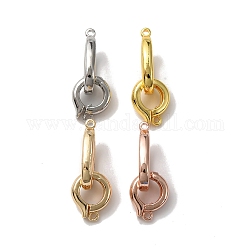 Rack Plating Brass Fold Over Clasps, Cadmium Free & Lead Free, Long-Lasting Plated, Oval Ring, Mixed Color, 30mm, Oval Clasp: 20.5x12x3mm, Hole: 1.5mm, Ring Clasp: 14x11.5x3.5mm