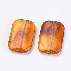 Perline acrilico, imitazione ambra, rettangolo, arancione scuro, 22x14.5x4.5mm, Foro: 1.5 mm