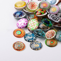 Мозаика печатных стакан наполовину круглый / купольные кабошоны, разноцветные, 18x5 мм
