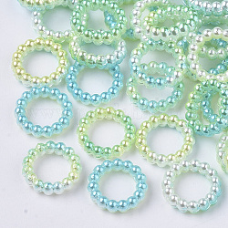 ABS Kunststoff Imitation Perle Verbindungsringe, Regenbogen Gradient Meerjungfrau Perle, runden Ring, Frühlingsgrün, 10x3 mm, Innendurchmesser: 6mm, zu 1000pcs / bag