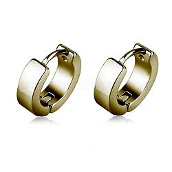 Brass Huggie Hoop Earrings, Golden, 4x8.5x2.3mm