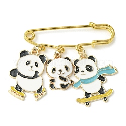 Broche pendentifs en émail en alliage panda, épingle à kilt de sécurité en fer pour chandail châle, blanc, 48.5mm