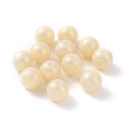Perles d'imitation perles en plastique ABS, iridescent, ronde, jaune clair, 13.5mm, Trou: 2.2mm, environ 370 pcs/500 g