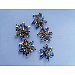 Acryl-Strass-Cabochons, mit goldenen Messing Zubehör, Blume, für Haarschmuck, hellblau, 23 mm