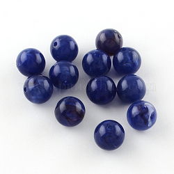 Perline gemma acrilici imitazione rotonda, blu medio, 8mm, Foro: 2 mm, circa 1700pcs/500g